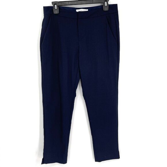 Everlane Wool Navy Straight Leg Crop Pants Mid Rise Flat Front Women Size 4 - Picture 1 of 11